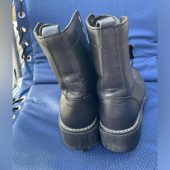 Harley-Davidson Women’s Black Leather Lace Up  Combat Riding Boots Sz 7.5 - Picture 2 of 10